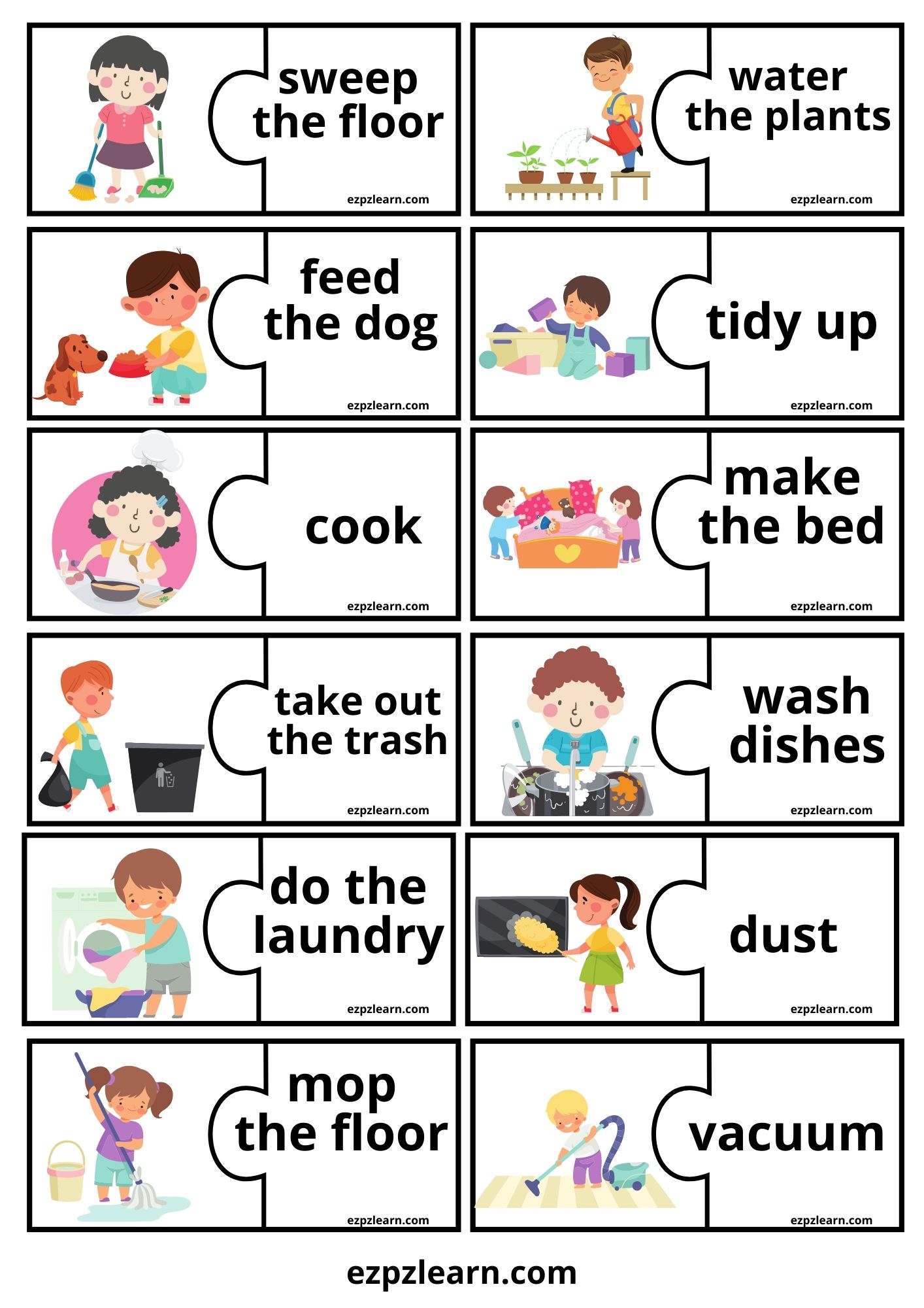Chores Word Match Game